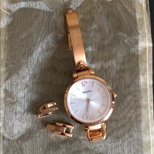 Fossil Rose Gold Skinny Band Watch - Like New